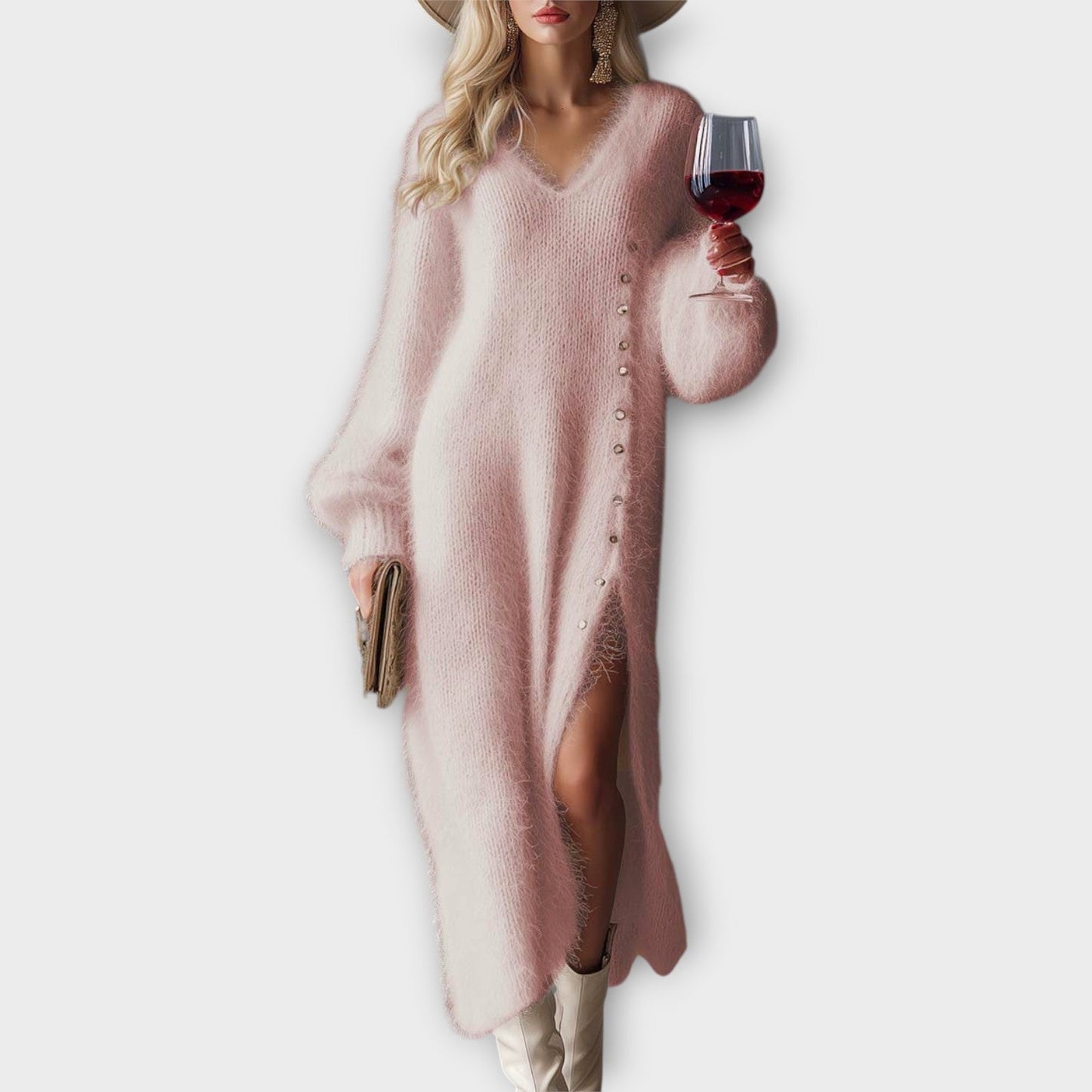 Robe Maxi Élégante en Maille Douce