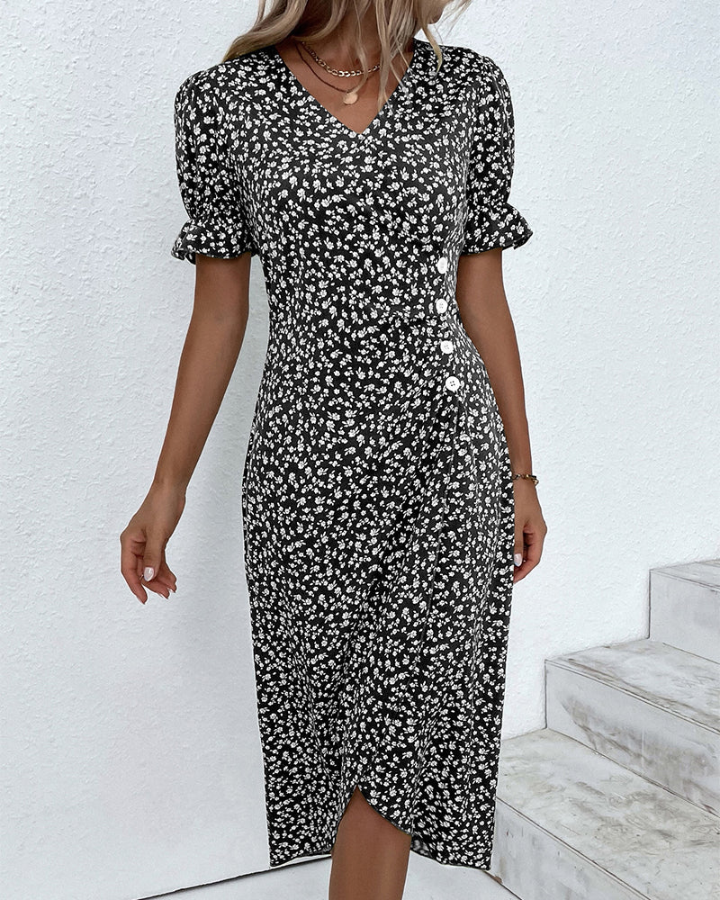 Leah | Robe Bouton avec Volants
