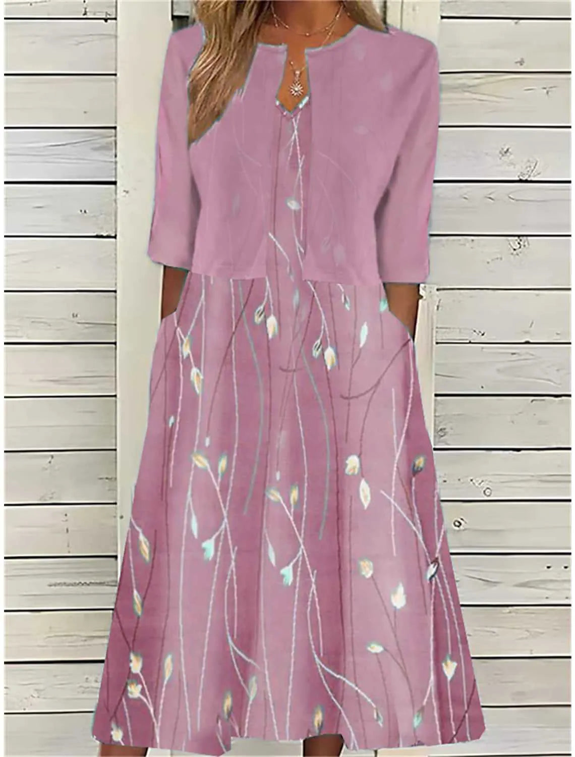 Elise™ - Robe Midi à Fleurs Deux Pièces