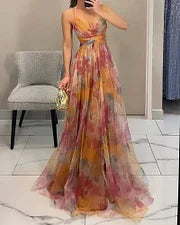 Robe Élegante Imprimée avec Col Halter de Sophia