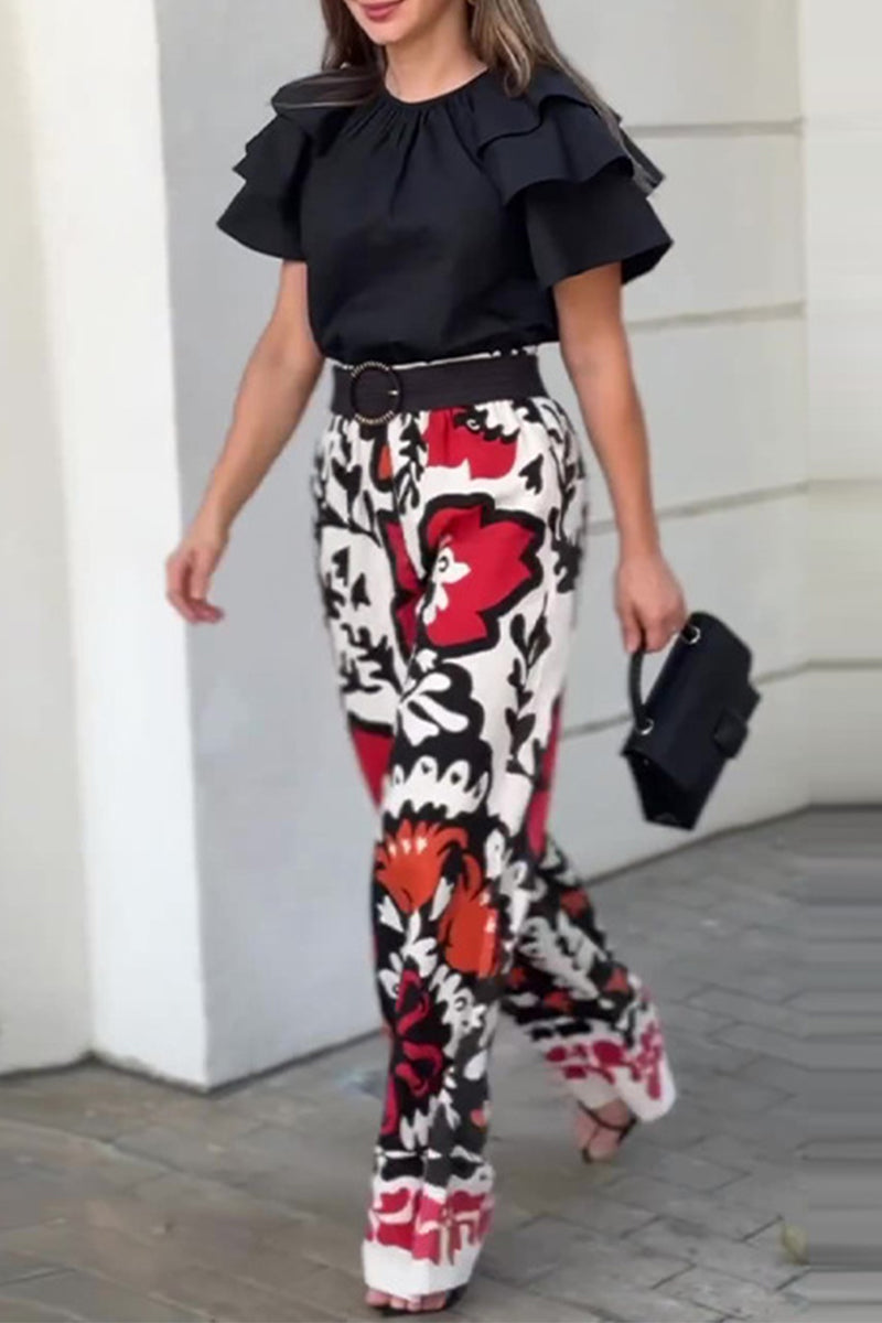 NALANI – ENSEMBLE DEUX PIÈCES FLORAL CASUAL AVEC POCHES