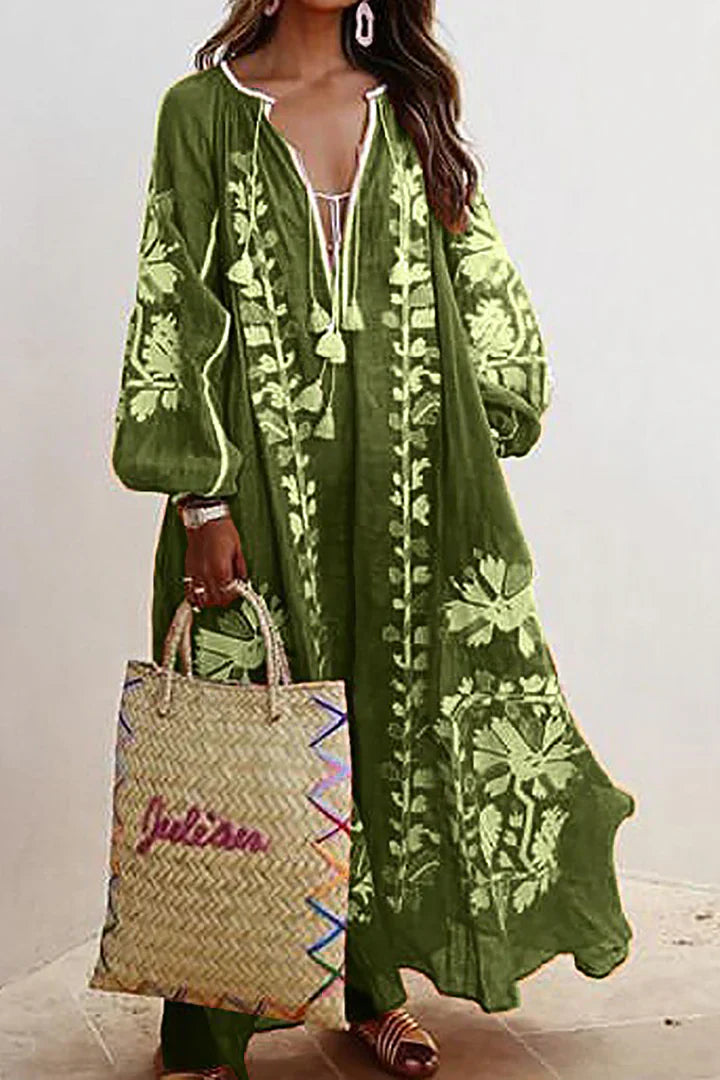 Nelia - Robe Bohémienne Florale Été Aérée