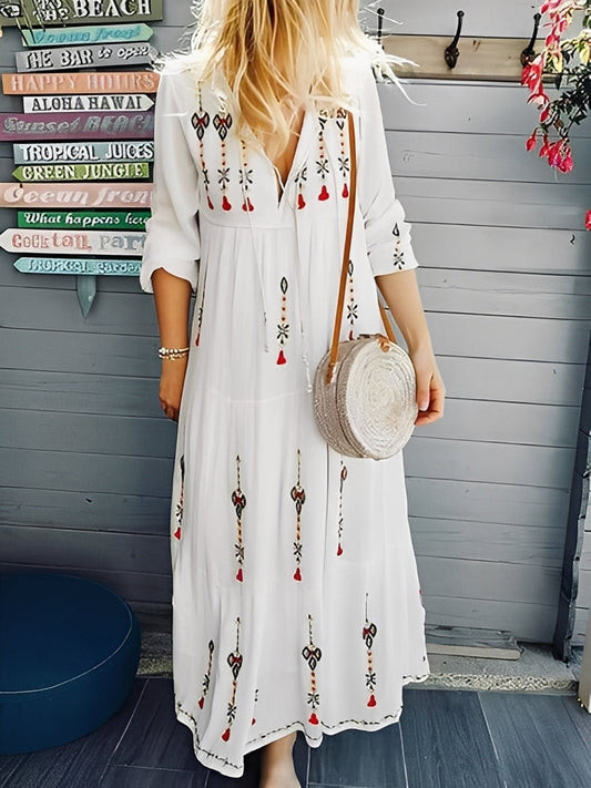 Cassandra - Robe élégante à col en V pour femmes