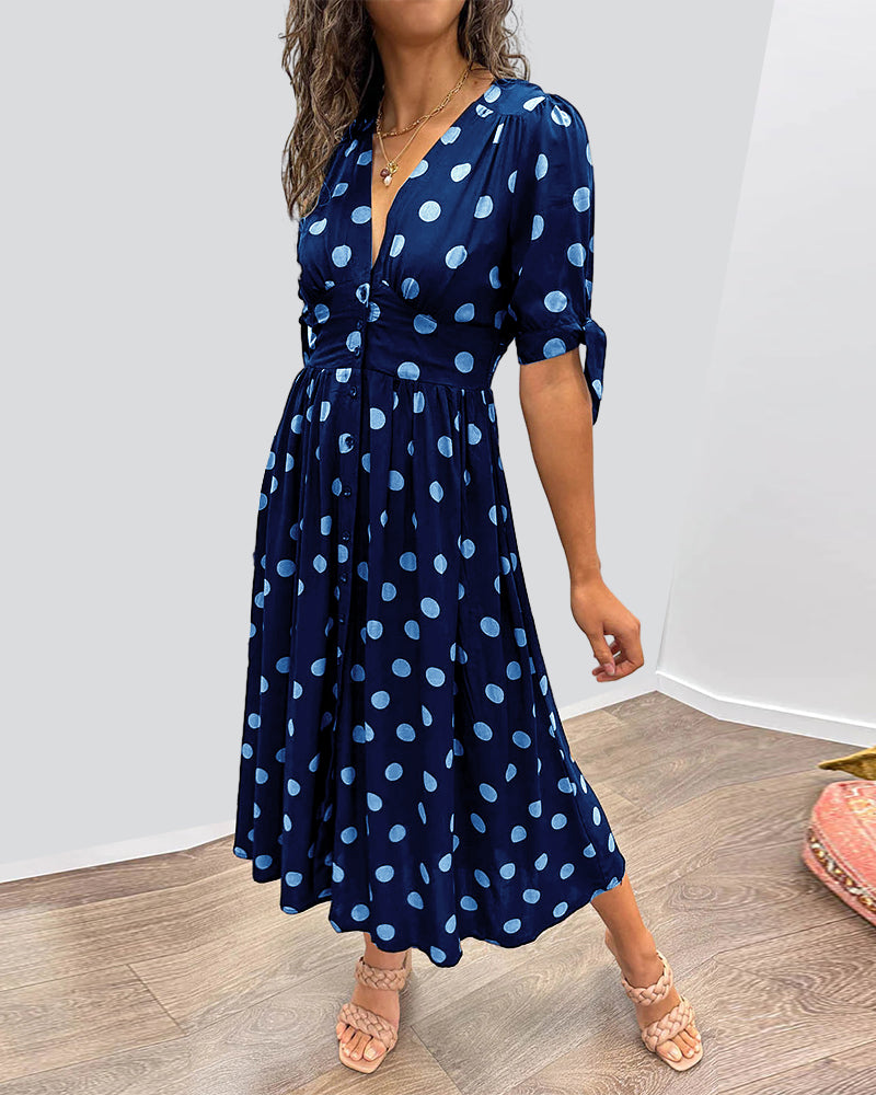 Maria | Robe à Pois avec Boutons