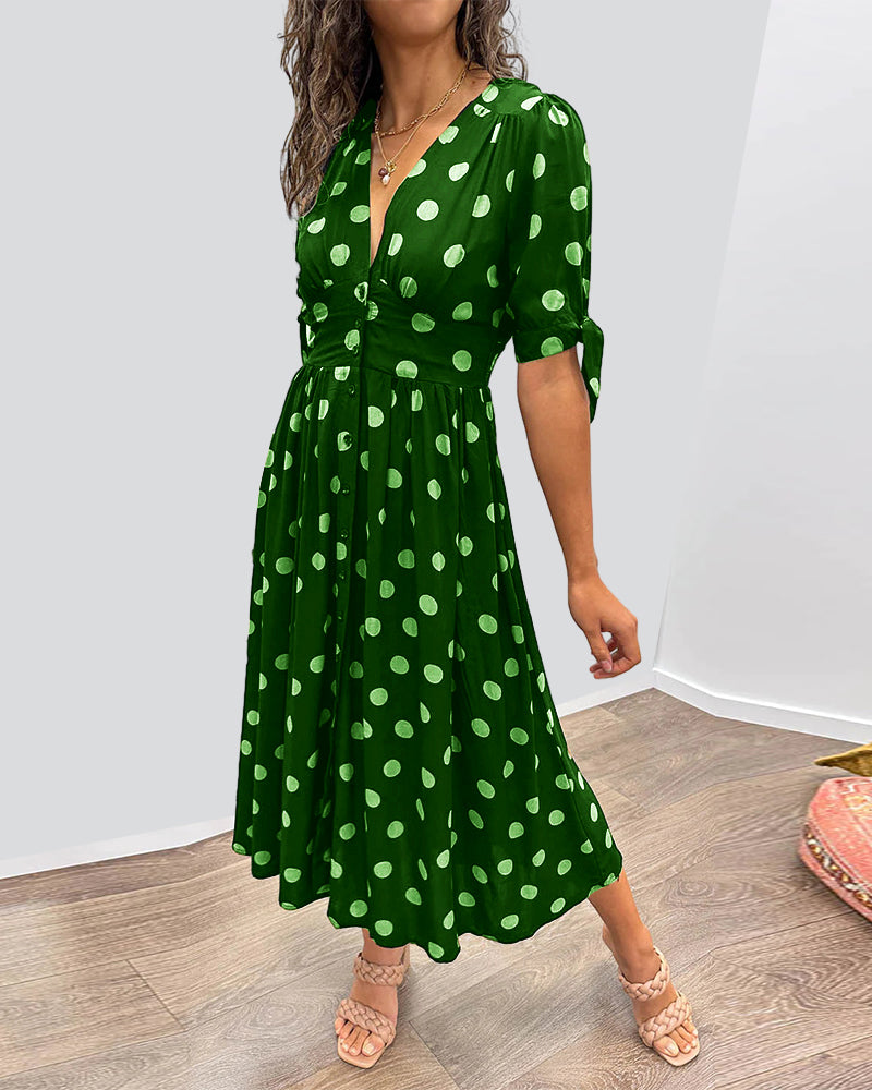 Maria | Robe à Pois avec Boutons
