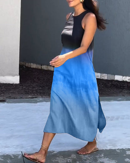 Melanie | Robe Sans Manches en Lin Ombre