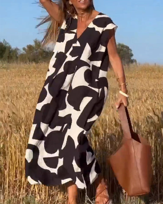 Lauren | Robe A-Line Sans Manches Abstraite