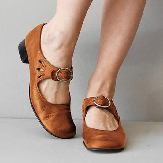 Beatrice - Sandales Compensées en Cuir avec Boucle Orthopédique