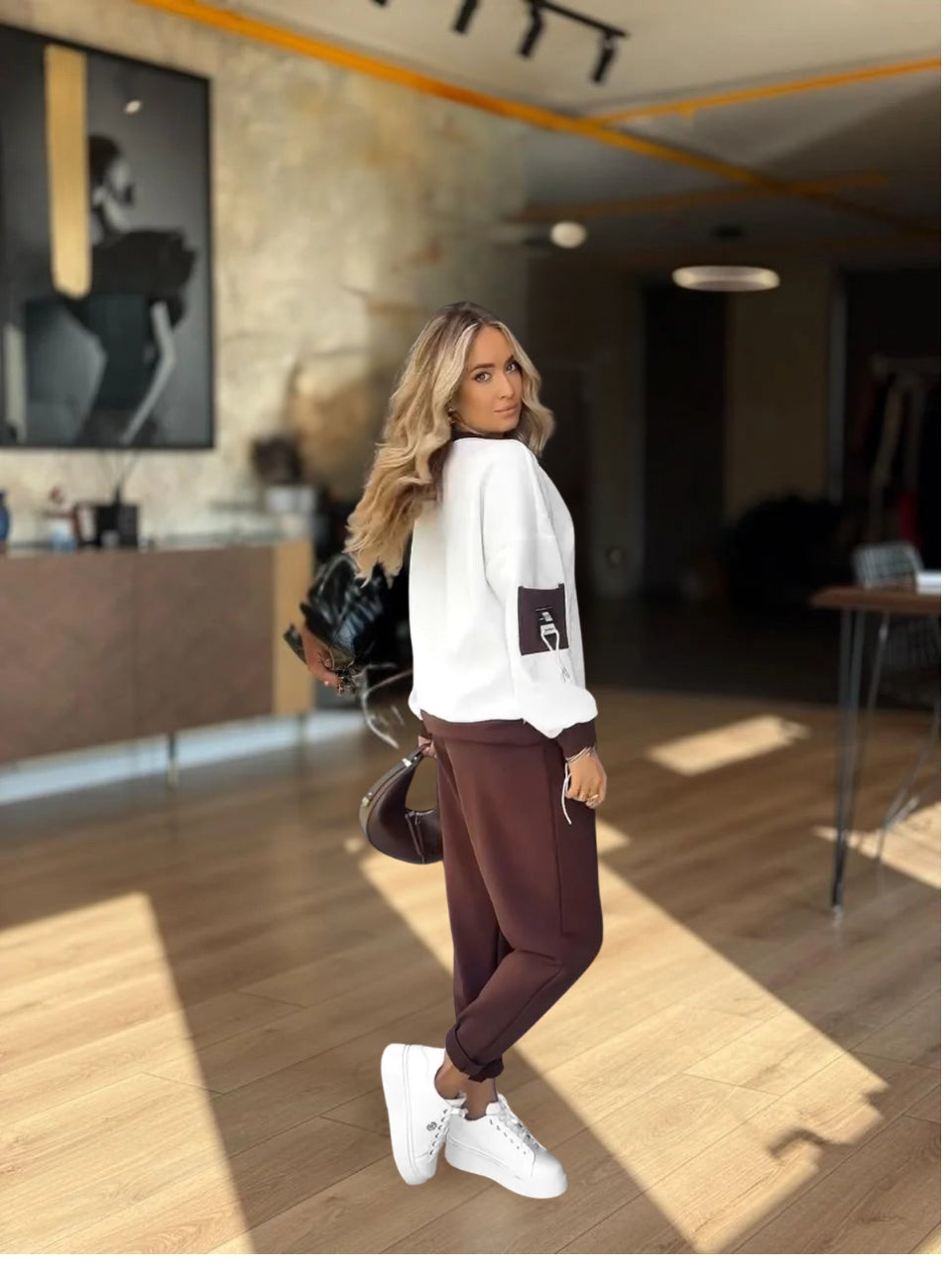 ALINA – ENSEMBLE COMPLET BICOLORE AVEC COL EN V DOUX