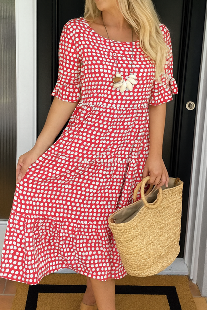 Iris™ | Robe Midi à Manches Courtes Sable
