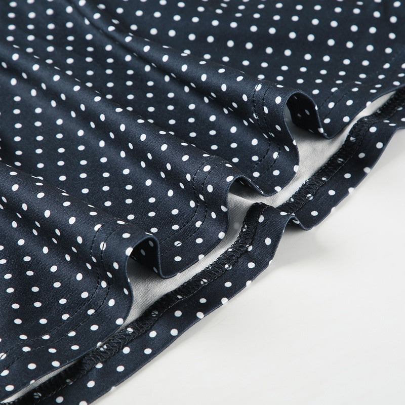 Robe Mini Sans Manches à Pois pour Femme avec Taille Ajustée