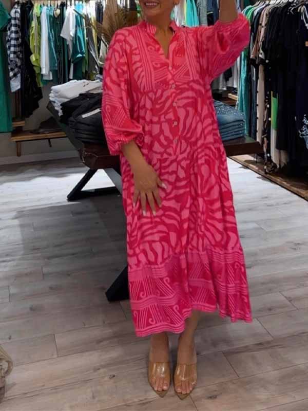 Elka™ - Robe Ample Imprimée avec Décolleté en V pour Femmes
