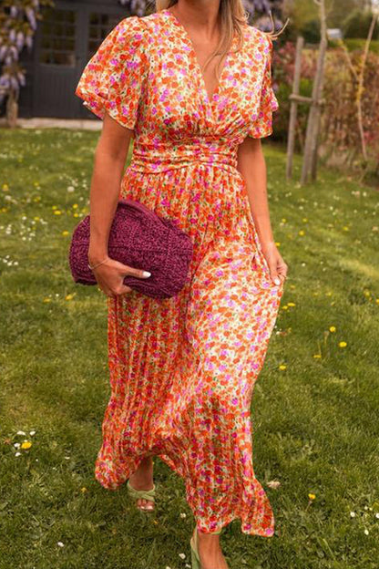 Harlow - Belle robe maxi fleurie avec décolleté en V