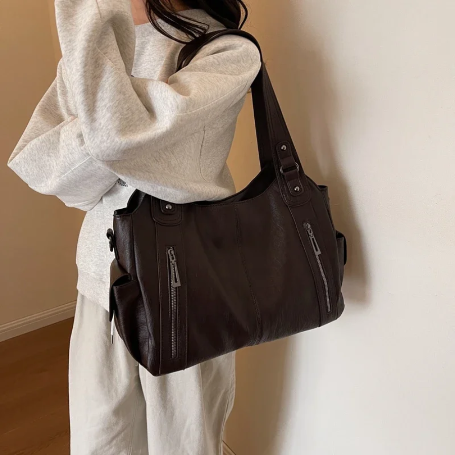 Uma - Sac à Bandoulière Grande Capacité avec Double Fermeture Éclair