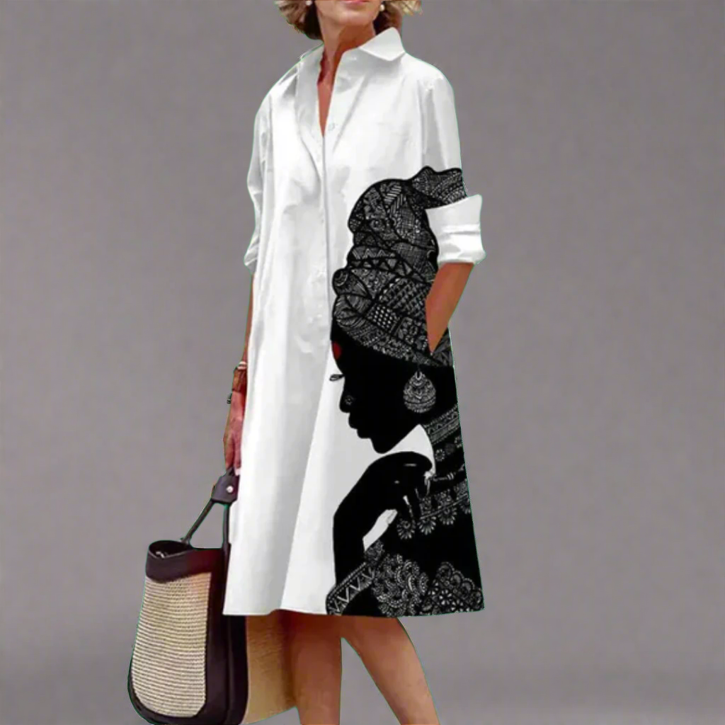 Revel | Robe longueur genou avec motif d'art de personnages pour femme