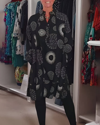Demelza - Robe à Manches Longues avec Imprimé Géométrique
