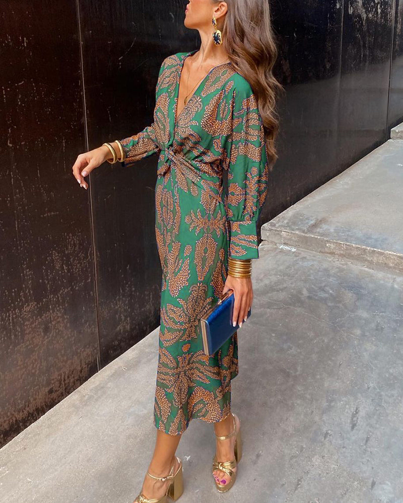 Isadora™ | Robe Midi Élégante avec Imprimé Charmant Intemporel