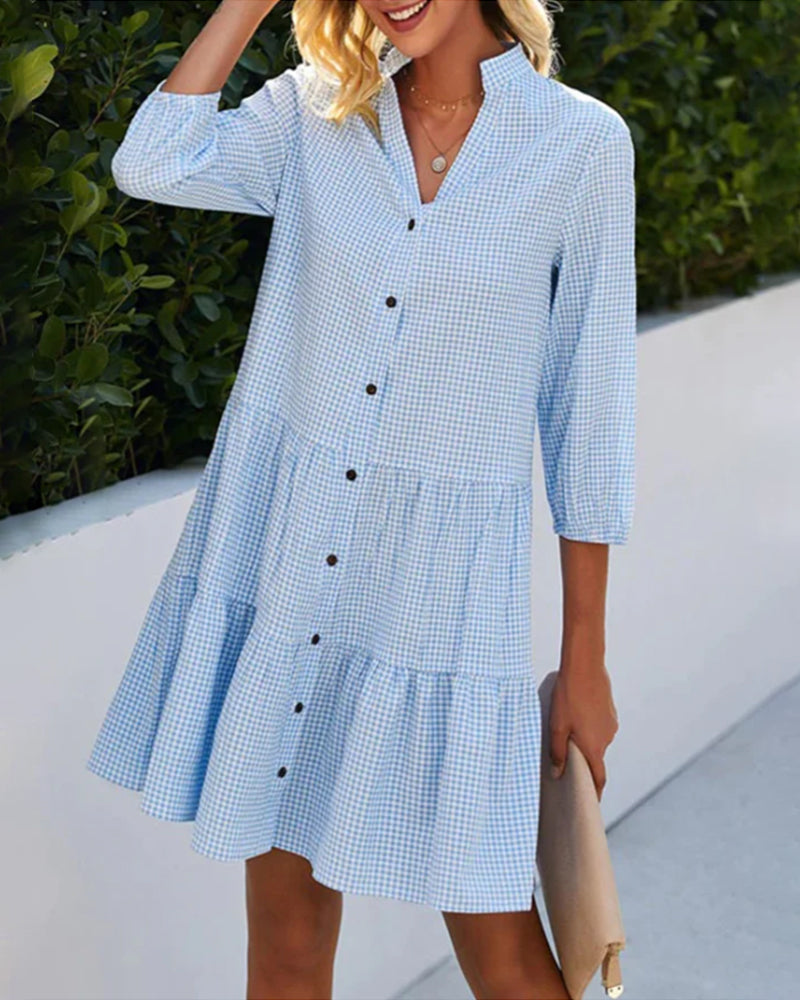 Lily | Robe Évasée avec Boutons à Carreaux