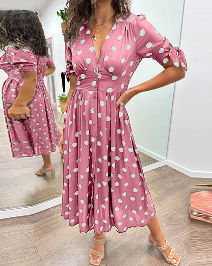Maria | Robe à Pois avec Boutons