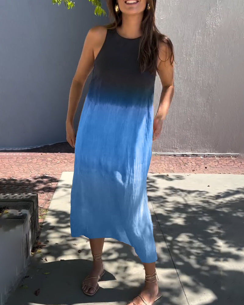 Melanie | Robe Sans Manches en Lin Ombre