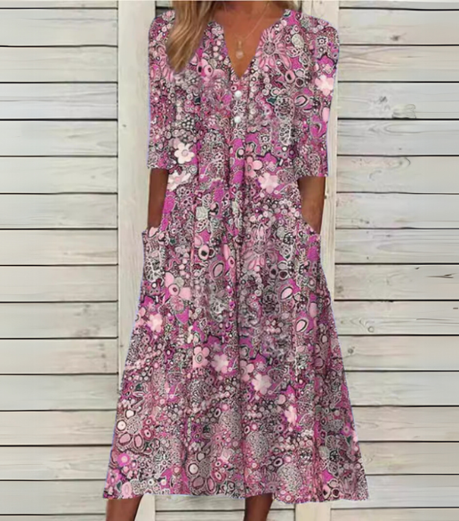 Rosa | Robe Midi Légère avec Décolleté en V