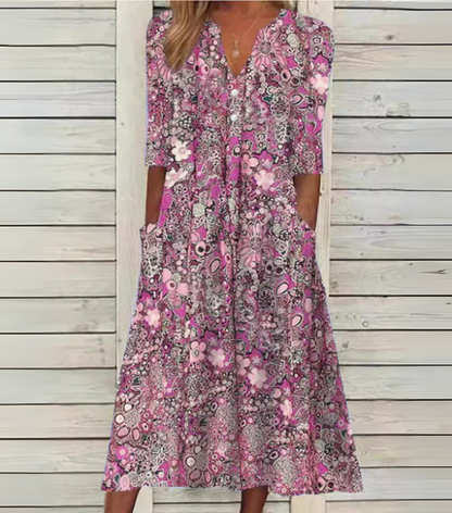 Rosa | Robe Midi Légère avec Décolleté en V