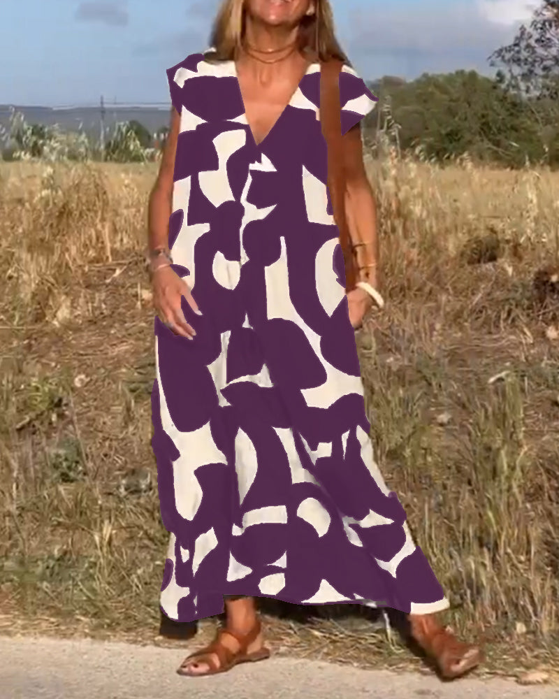 Lauren | Robe A-Line Sans Manches Abstraite