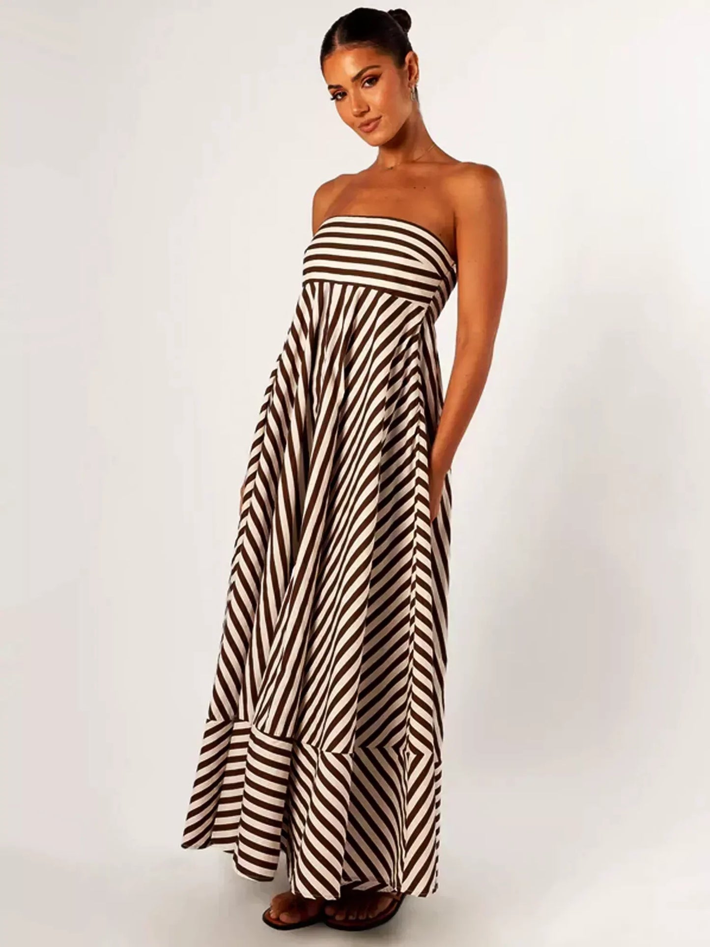 Damaris - Robe Maxi Froncée Confortable et Élégante