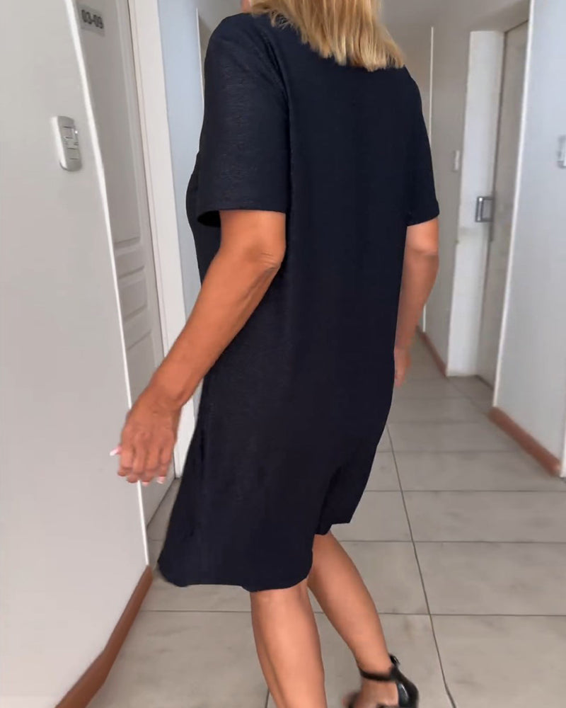 Michelle | Robe Décontractée Froissée avec Décolleté en V