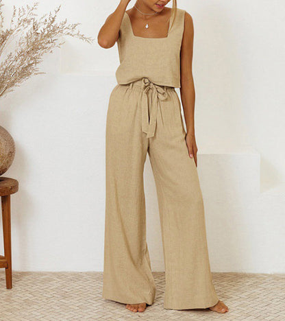 Milena - Ensemble Haut Minimaliste et Pantalon Large