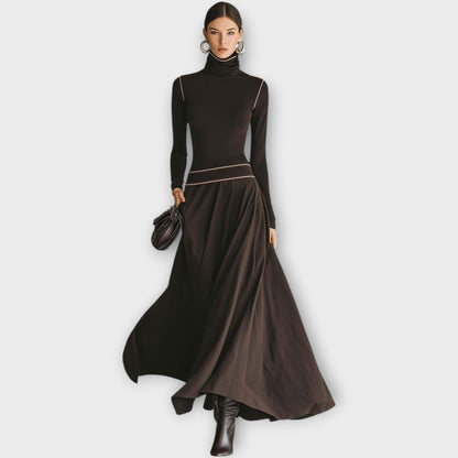 Robe Maxi Élégante avec Col Haut