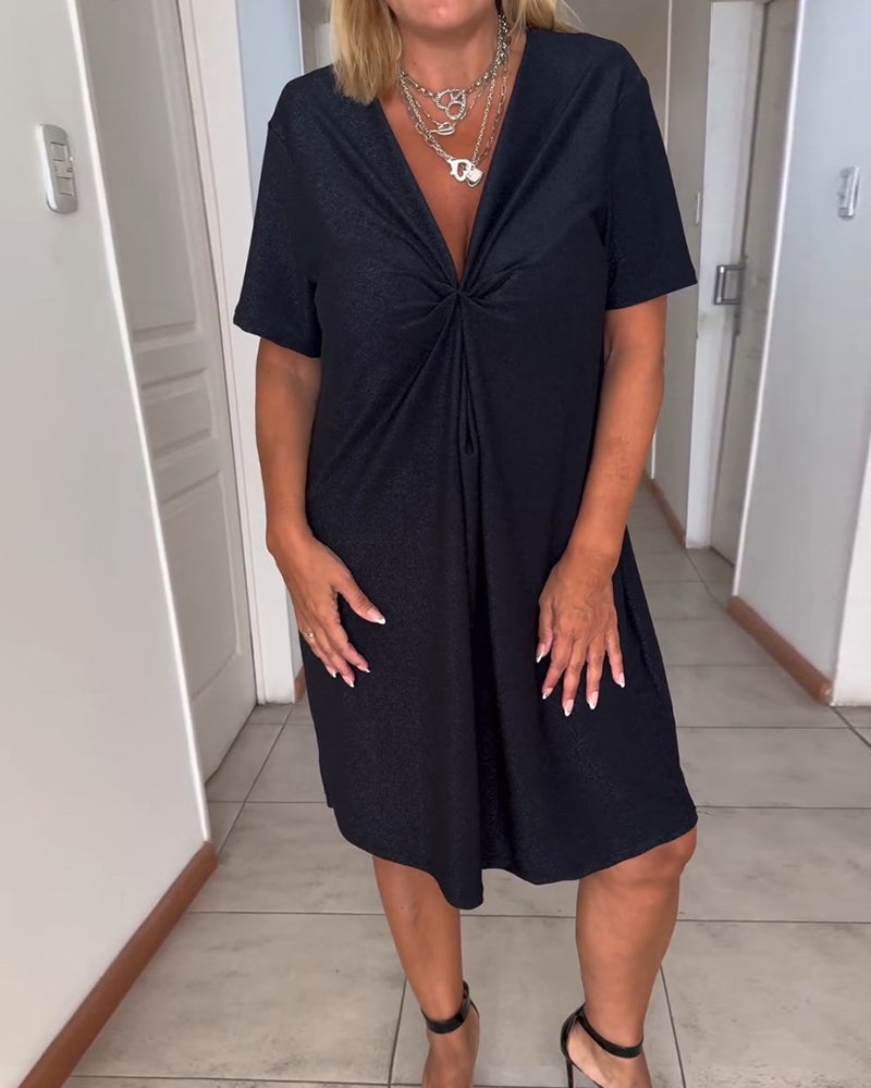 Michelle | Robe Décontractée Froissée avec Décolleté en V