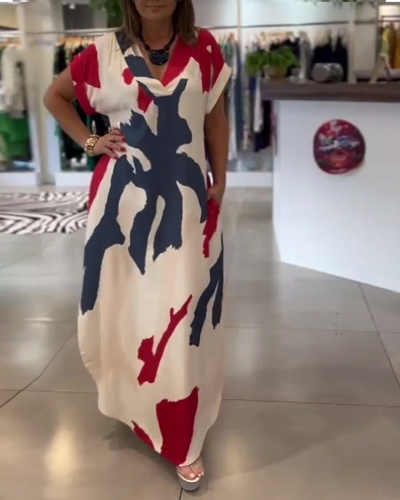 Robe Imprimée à Manches Courtes