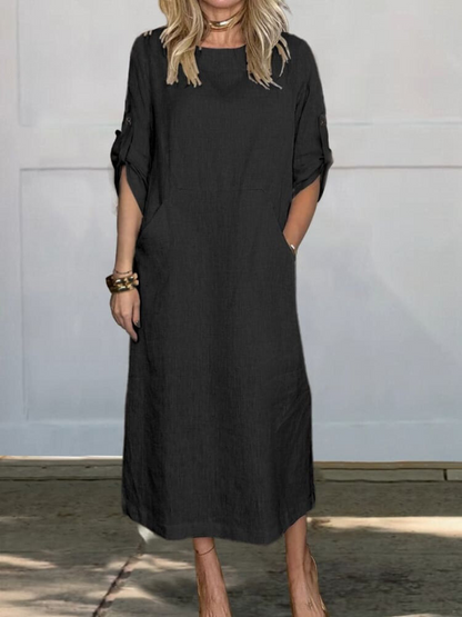 Mia™ - Robe en Lin Simple et Confortable avec Poches
