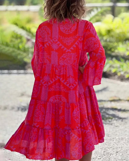 SARA - Robe boho fluide à manches 3/4