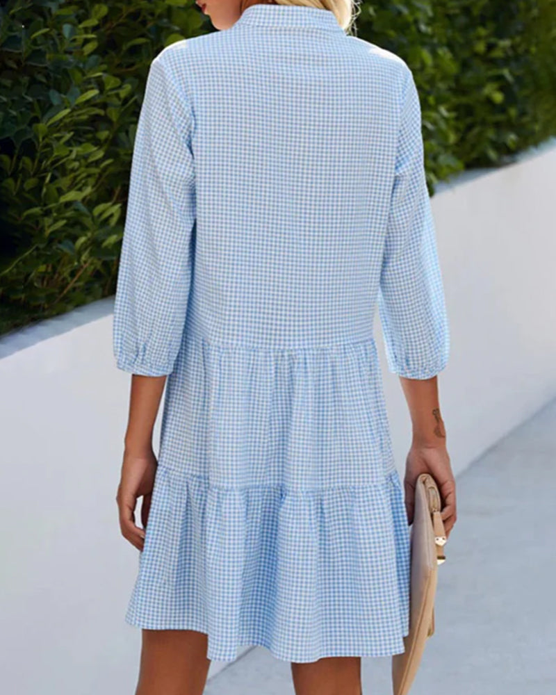 Lily | Robe Évasée avec Boutons à Carreaux
