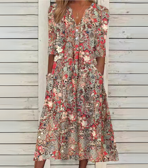 Rosa | Robe Midi Légère avec Décolleté en V