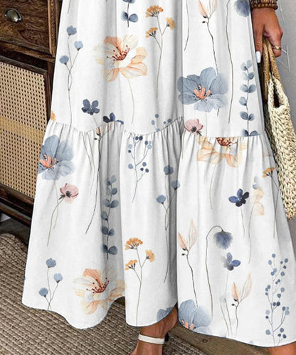 Elvienne | Robe Maxi Fraîche avec Imprimé et Col