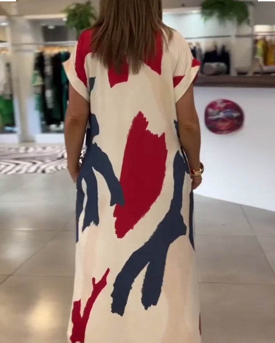 Robe Imprimée à Manches Courtes