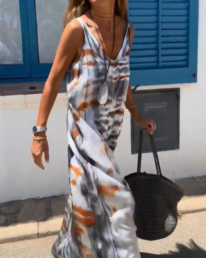 SORIA - ROBE SANS MANCHES AVEC IMPRIMÉ TIE DYE