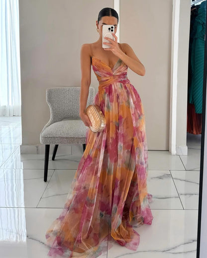 Alina – Robe longue à décolleté en V pour les invités de mariage