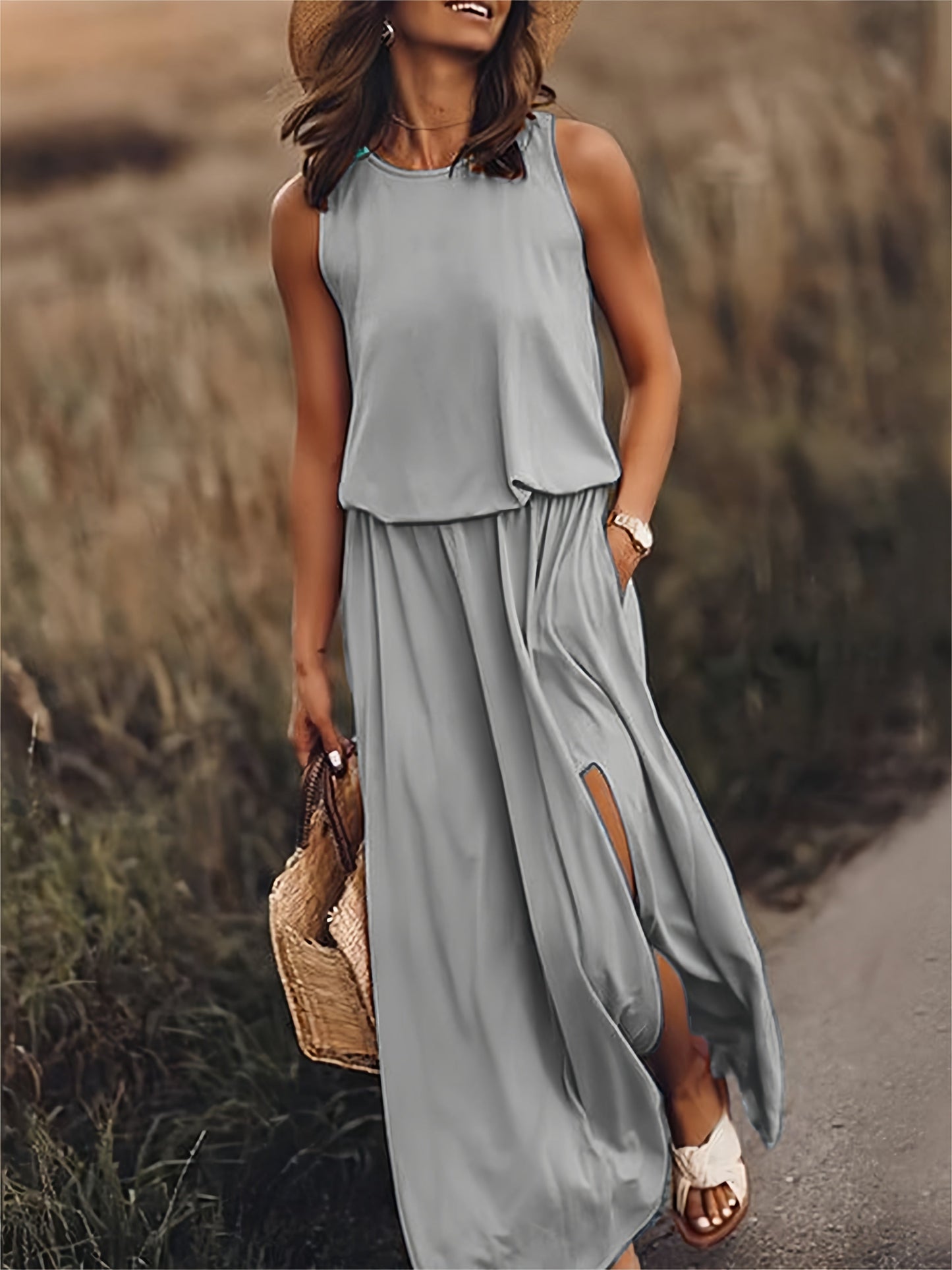 Edna - Robe longue bohémienne en modal noir pour femme Couleurs