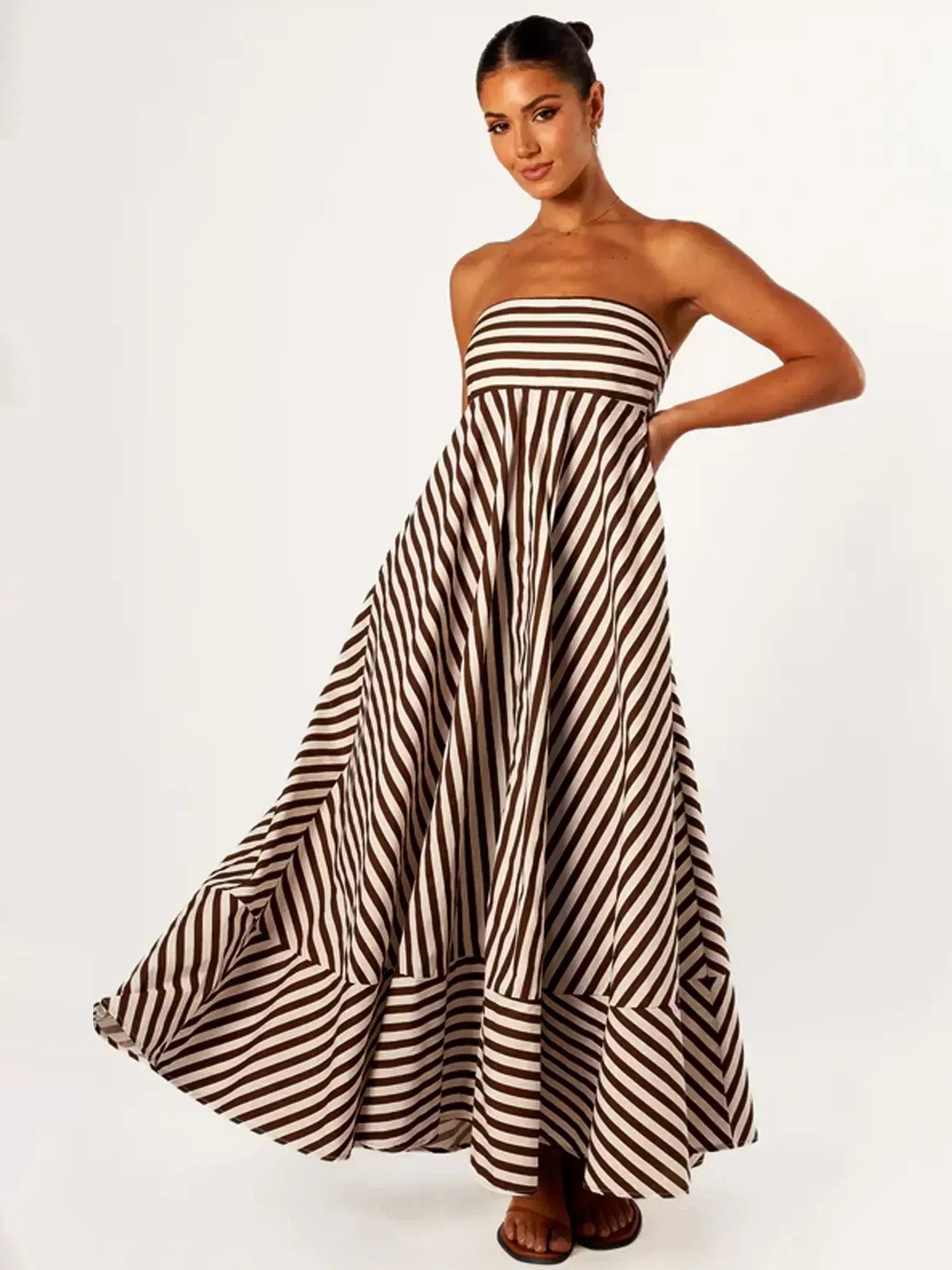 Damaris - Robe Maxi Froncée Confortable et Élégante