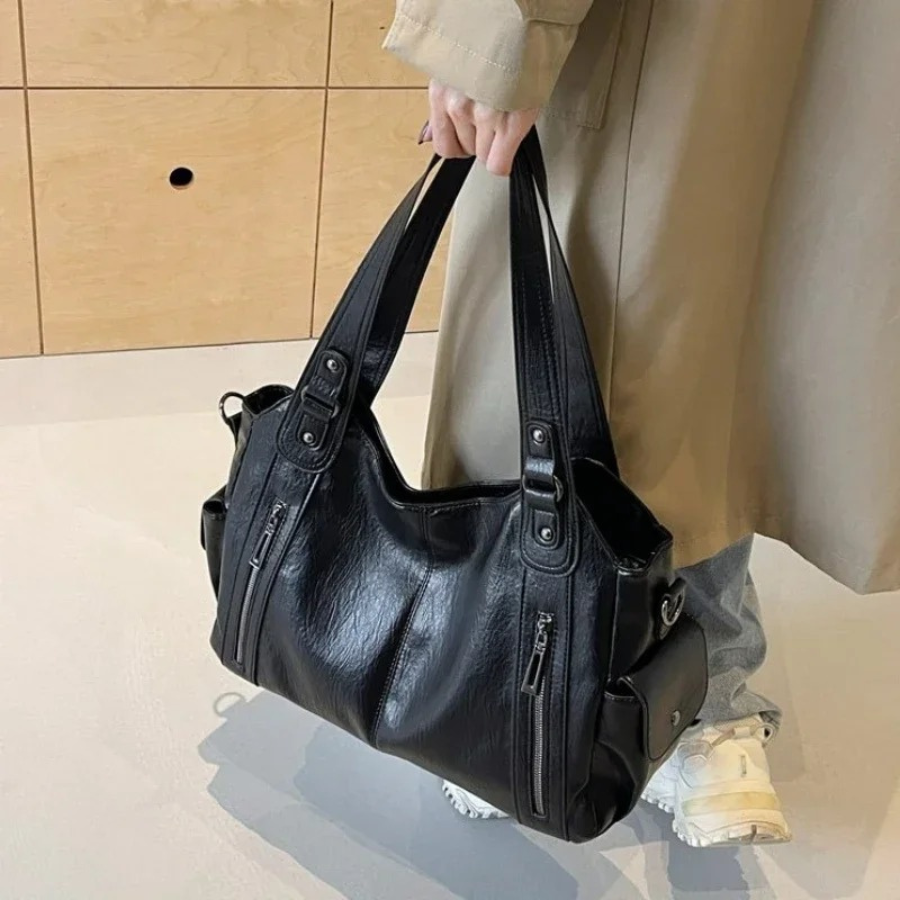 Uma - Sac à Bandoulière Grande Capacité avec Double Fermeture Éclair