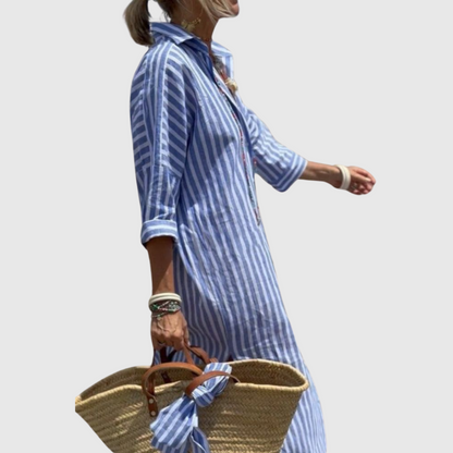 Elodie - Robe Chemise Rayée Chic