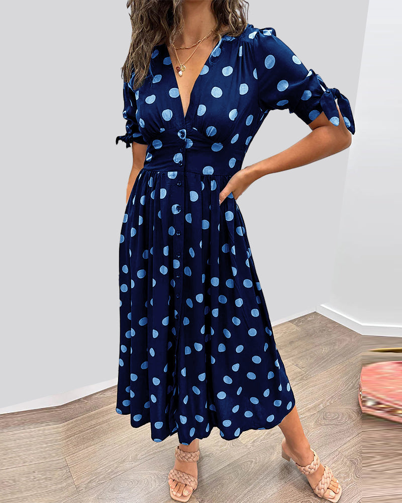 Maria | Robe à Pois avec Boutons