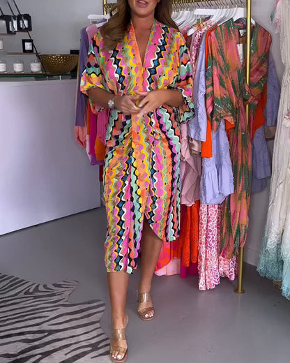 Amaris - Robe Midi avec Décolleté en V