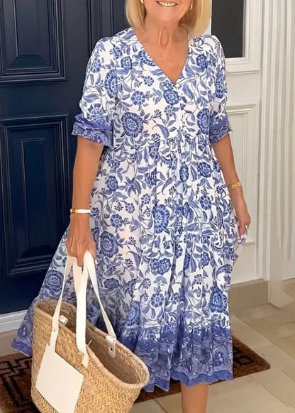 Sophia™ - Robe V avec Imprimé Floral Élégant
