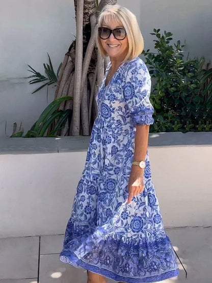 Lilara - Robe Florale Boho avec Décolleté en V Profond