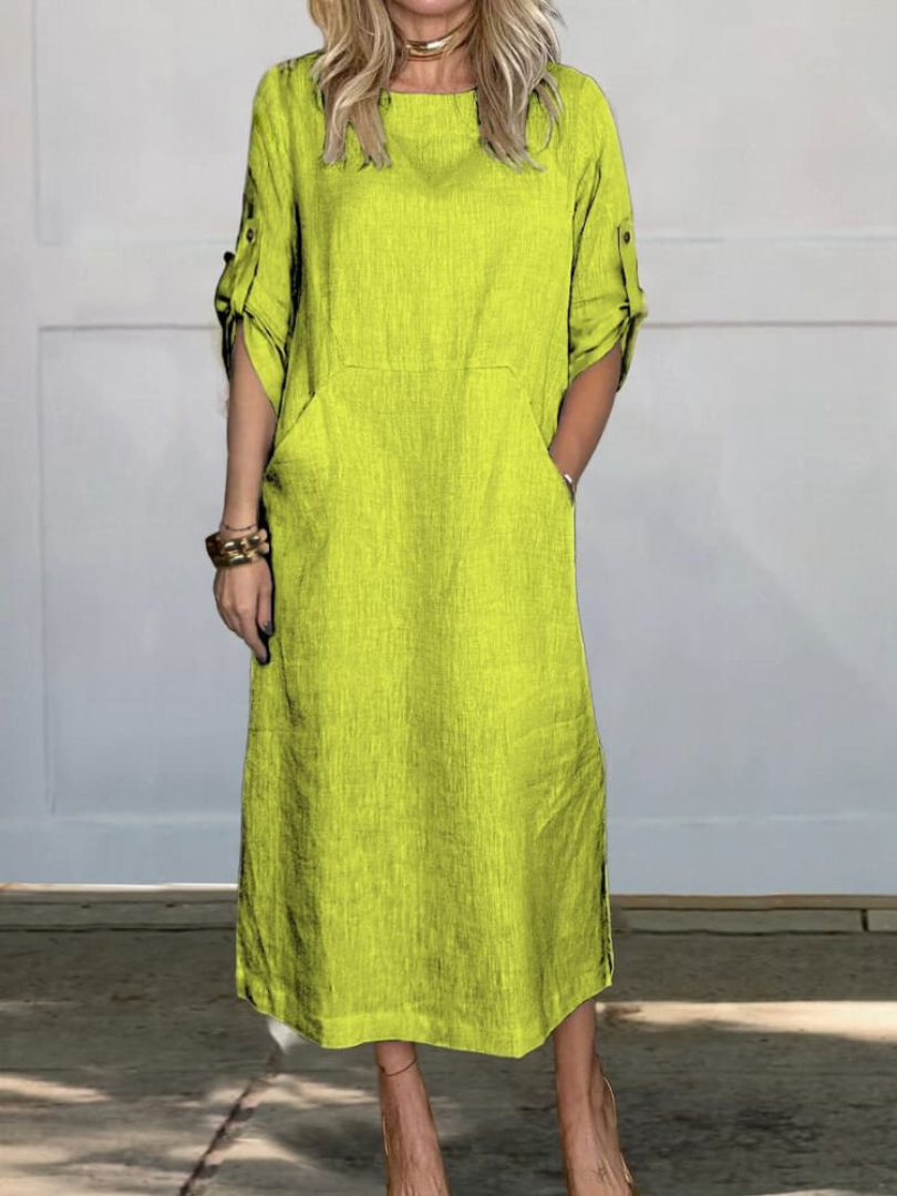 Mia™ - Robe en Lin Simple et Confortable avec Poches